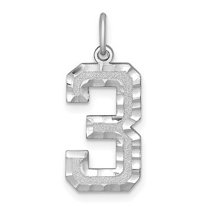 Black Bow Jewelry 14k White Gold, Varsity Collection, Large D/C Pendant, Number 3 - 1 of 4
