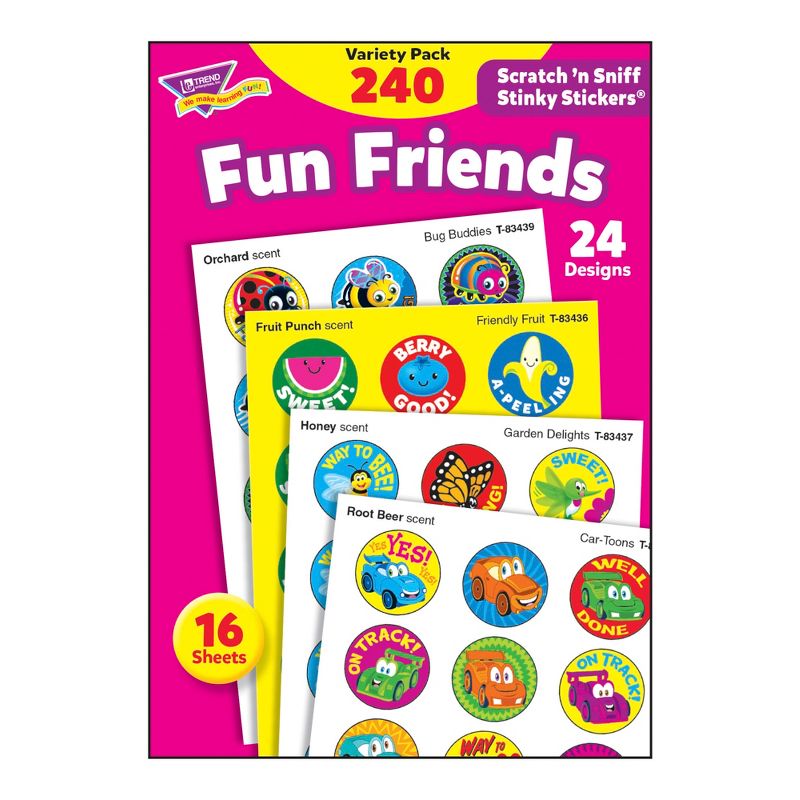 Trend Enterprises Fun Friends Scratch 'N Sniff Stinky Stickers, 4 Scents, 24 Designs, Pack of 240, 1 of 3