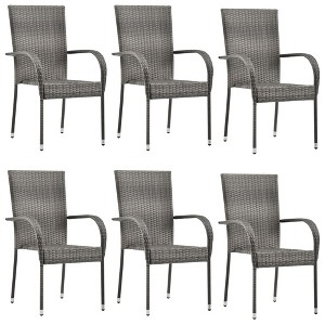 vidaXL Stackable Patio Chairs 6 pcs Gray Poly Rattan - 1 of 1