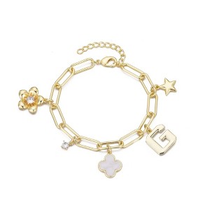 Adornia 14k Yellow Gold Plated Initial Chunky Charm Bracelet - 1 of 1