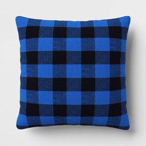 Pinstripe Plaid Toss Pillow Cobalt Blue - Room Essentials™ - 1 of 4