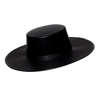 Underwraps Costumes Faux Leather Flat Brim Hat Adult Costume Accessory | Black