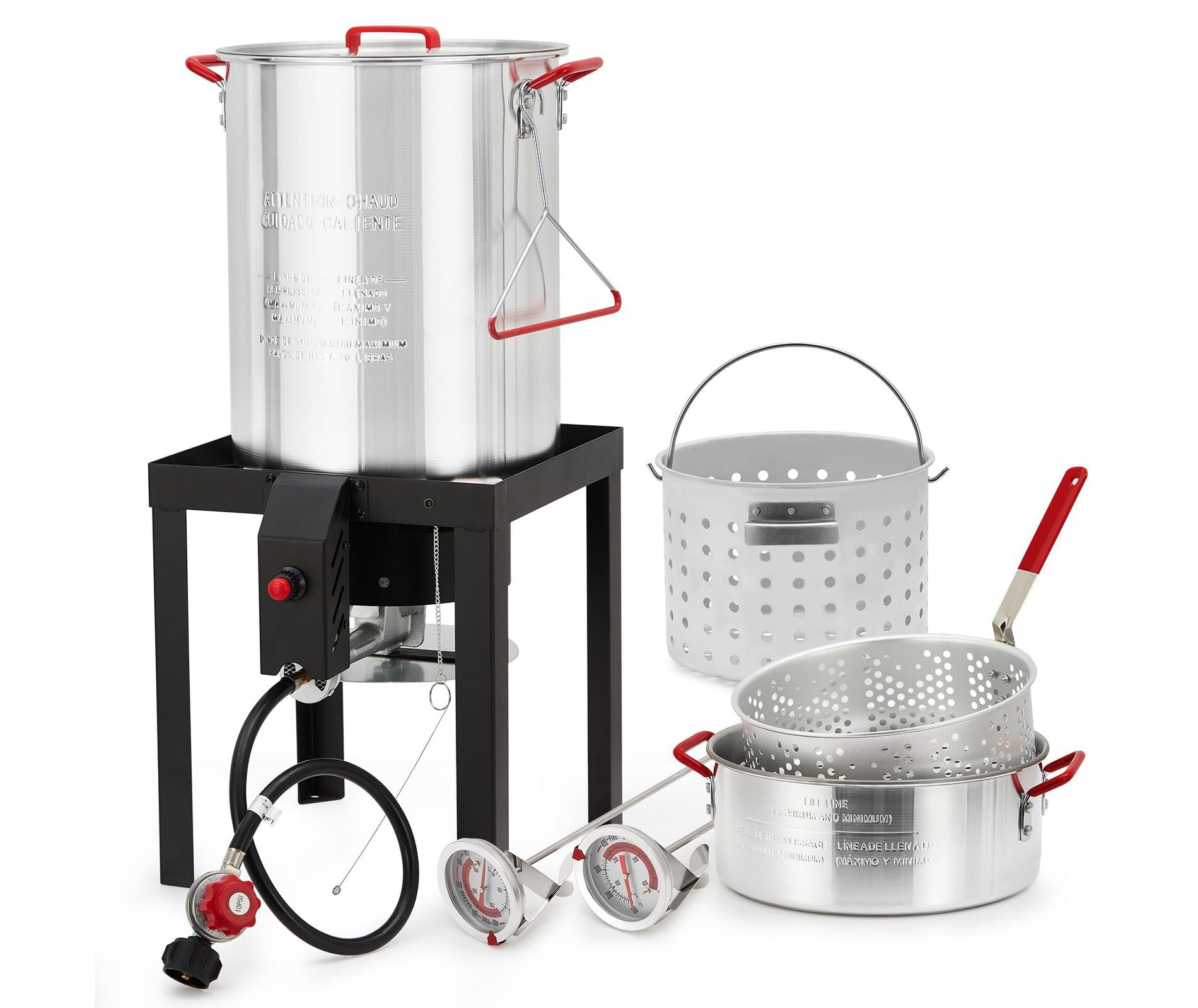 30QT Turkey Fryer, 10QT Fish Fryer Combo Kit, Aluminum Seafood Boil Steamer, Crawfish Boiler, Outdoor Frye