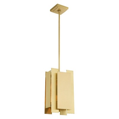 Contemporary Satin Brass Mini Pendant Light for Indoor/Outdoor
