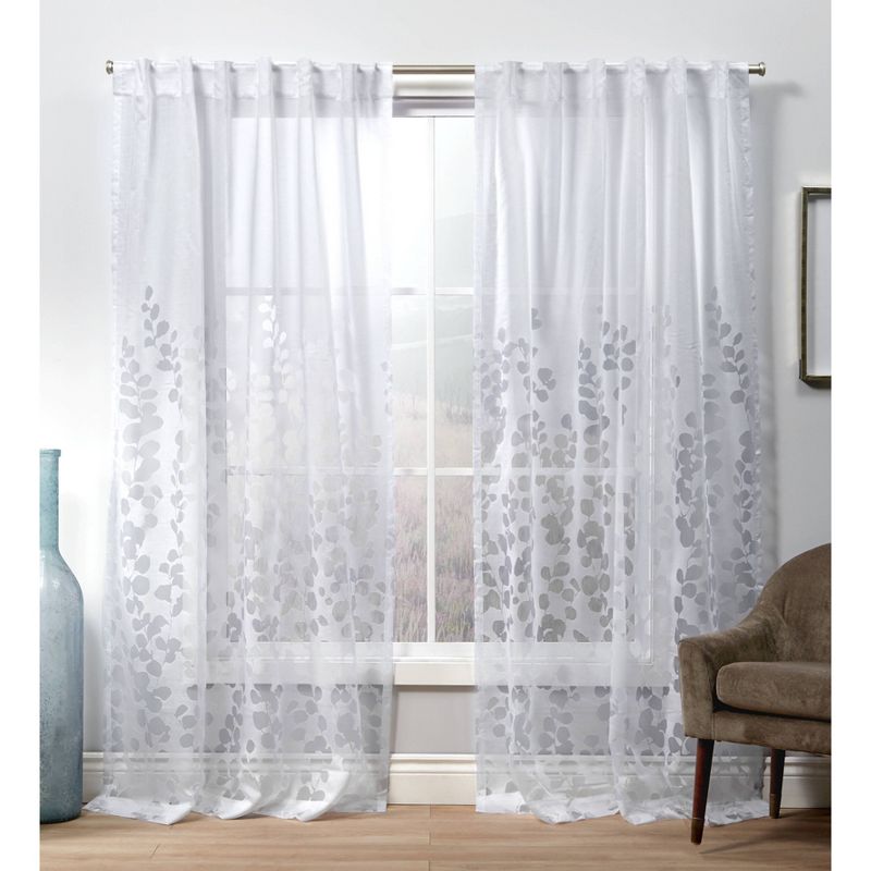 Wilshire Back Tab Sheer Window Curtain Panels White - Exclusive Home, 1 of 7