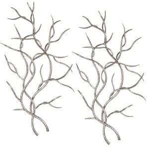 Uttermost Silver Branches Wall Art Set/2 - Hand Forged Hammered Iron, Silver Leaf Finish, 20x36.75 Inches - 1 of 3