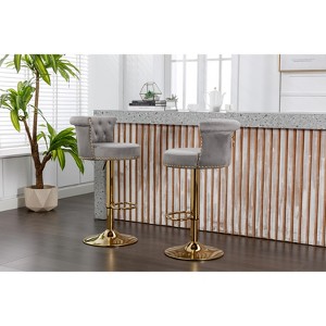 Vynxaria COOLMORE Swivel Bar Stools Set of 2 Adjustable Counter Height Chairs with Footrest for Kitchen, Dining Room 2PC/SET - 1 of 4
