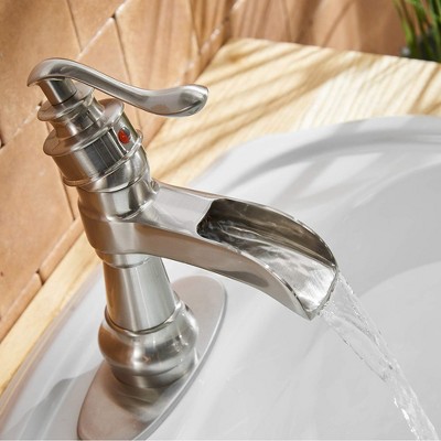 Brushed Nickel Single-Handle Waterfall Bathroom Faucet