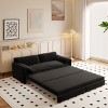 Queen Size Velvet Pull Out Sofa Bed, 3-in-1 Convertible Sleeper Bed with Side Storage, Cutton Filling Loveseat Bed with Iron Frame-Baofuwish - 3 of 4