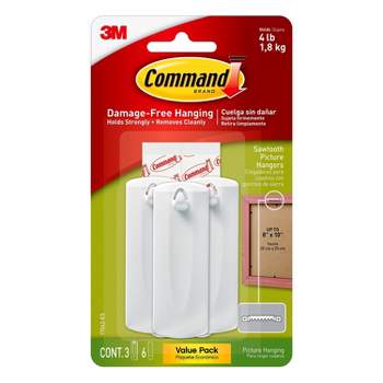 Command Sawtooth Picture Hanger White 3 Hangers (17042-ES) 683214