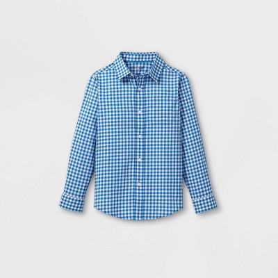 Boys&#39; Button-Down Long Sleeve Woven Shirt - Cat &#38; Jack&#8482; Blue S