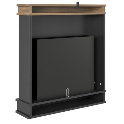 Mateo Black Electric Fireplace with Natural Wood Mantel