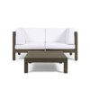CAVINAS Outdoor Loveseat with Low Foot Coffee Table, Acacia Wood Patio Sectional Set, Modern Backyard Furniture Set for Garden - 3 of 4