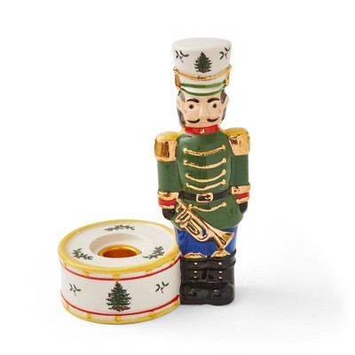 Spode Christmas Tree Nutcracker Candle Holder, 7-Inch Christmas Home Décor for Mantel, Table, or Kitchen Counter