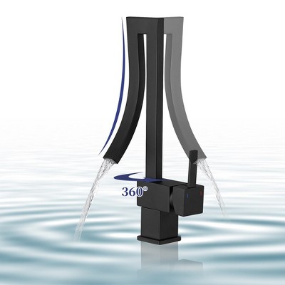 Matte Black Modern High-Arc Single Handle Bathroom Faucet