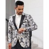 Men's Dress Party Floral Suit Jacket Notched Lapel Slim Fit Two Button Stylish Blazer - 3 of 4