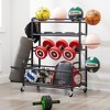 MaseiKar Basketball Sports Equipment Organizer, Sports Storage for Yoga Mat, Tennis Racket, Football, Ball Storage Cart with Wheel for Garage, Outdoor - 2 of 4