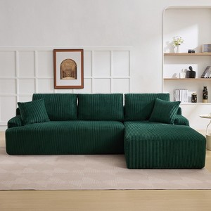 106" Modular Sectional Sofa, Cloud Sectional Couch with L-Shape Chaise/Deep Seat/Armrest/Plush Corduroy Fabric, No Assembly Required, Space-Saving - 1 of 4