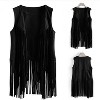 Women's Tassel Sleeveless Vest 70s Hippie Faux Suede Fringe Jacket Cardigan - 2 of 4
