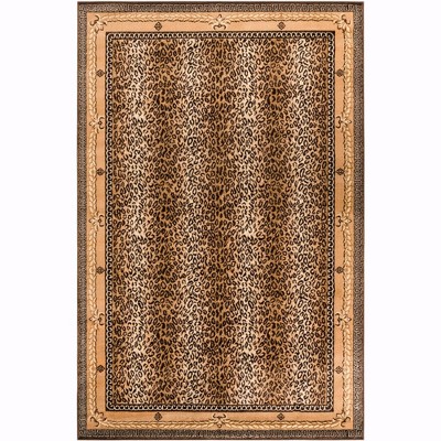 Brown Leopard Print 6' x 9' Synthetic Area Rug
