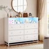 6 Drawer Double Dresser TV Stand, Bedroom Dresser with Power Outlet & LED Light, Wood Dresser for Room, Hallway, White - 4 of 4