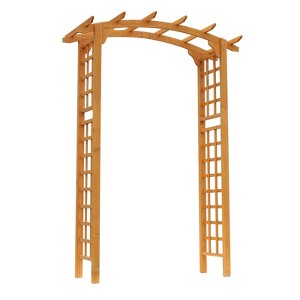 Aghana Digitals 7.5' Fir Wood Garden Arbor Arch with Pergola Top - Sturdy Outdoor Trellis for - 1 of 4