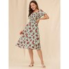 Allegra K Women's Cottagecore Floral Square Neck Puff Sleeves Summer Midi Smocked Dress - 3 of 4