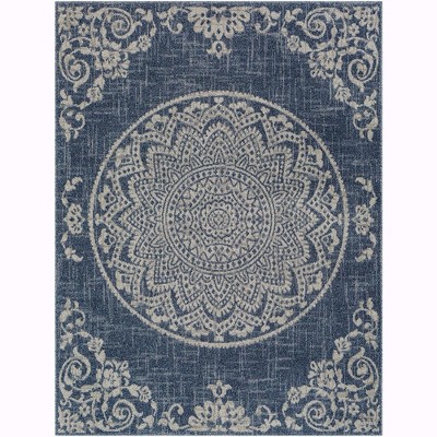 Mark & Day Deep River 6'7"x9' Rectangle Woven Indoor Area Rugs Dark Blue: Stain-Resistant, Pet Friendly, Traditional Style