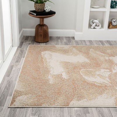 Petalo Modern Abstract Orange and Beige Flat Woven Area Rug
