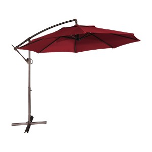 CLIHOME 11 ft. Outdoor Cantilever Umbrella 360-degree Rotation Patio Offset Umbrella with Cross Base - 1 of 4