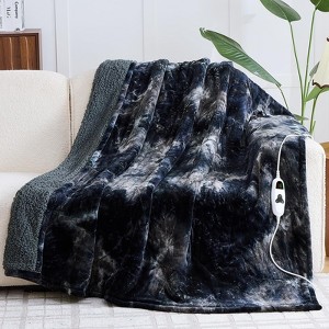 Inhand Heated Blanket Electric Throw - 50"x60" Tie-dyed Flannel Heating Blanket Throw Auto-Off 10 Heat Level Over-Heat Protection - 1 of 4