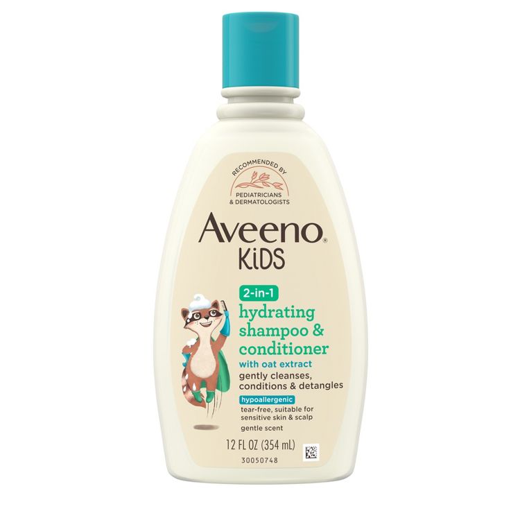 Aveeno Kids' 2-in-1 Hydrating Shampoo & Conditioner, Gently Cleanses, Conditions & Detangles Kids Hair - 12 fl oz, 2 of 9