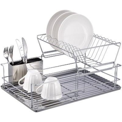 Home Basics 2-Tier 3 Piece Steel Dish Drainer