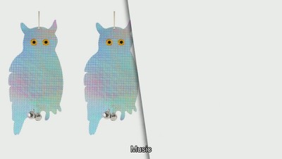 Reflective Multicolor Hanging Owl Decoys with Bells, 16-inch, Pack of 2