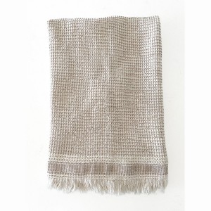 Mini Waffle with Striped Edge Cotton Bath Towel - Anaya - 1 of 4