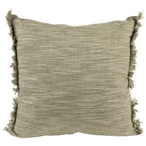 Northlight 15" Sage Green Square Throw Pillow with Fringe - 1 of 4