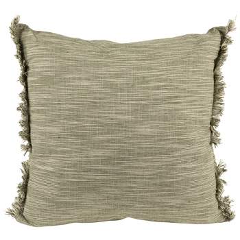 Northlight 15" Sage Green Square Throw Pillow with Fringe