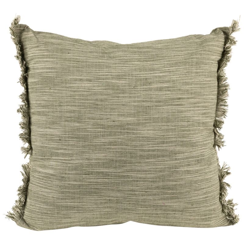 Northlight 15" Sage Green Square Throw Pillow with Fringe, 1 of 6