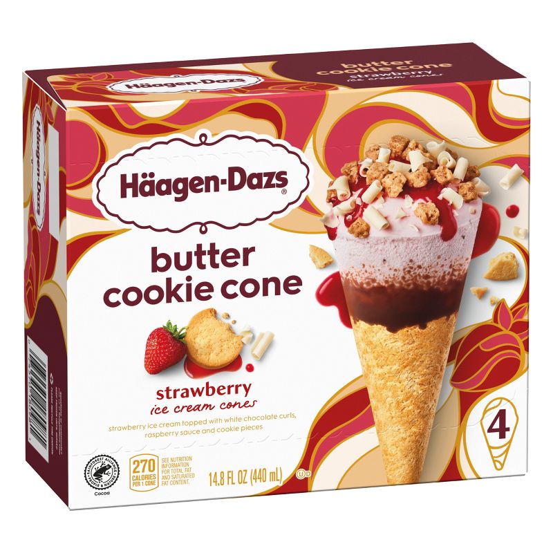 Haagen-Dazs Frozen Strawberry Cookie Cone - 4ct/14.8oz, 3 of 8