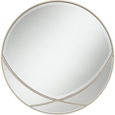 Possini Euro Design Hazel Champagne 31 1/2" Round X Wall Mirror