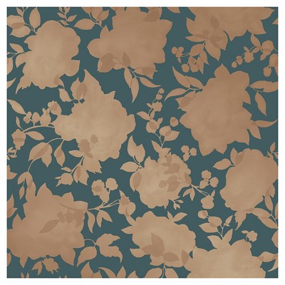 Tempaper Silhouette Removable Wallpaper Peacock Blue/Copper