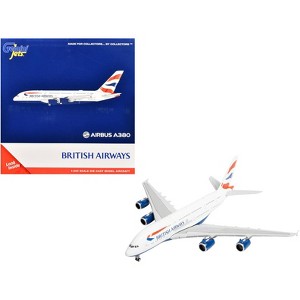 Airbus A380 Commercial Aircraft "British Airways" (G-XLEE) White with Striped Tail 1/400 Diecast Model Airplane by GeminiJets - 1 of 4