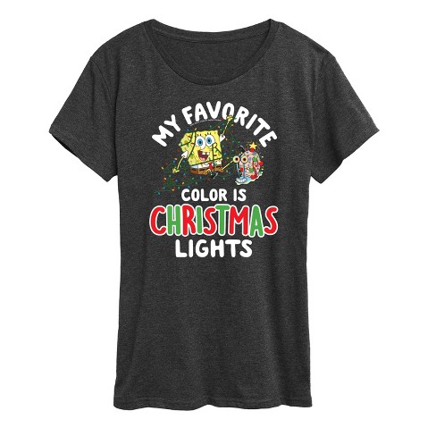 Women's - SpongeBob SquarePants - My Favorite Color Is Christmas Lights Short Sleeve Graphic T-Shirt - image 1 of 4