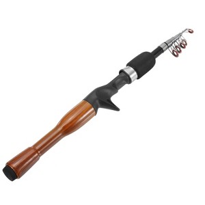 Unique Bargains Fiberglass Portable Collapsible Travel Fishing Rod Black & Wood Color 1 Pc - 1 of 3