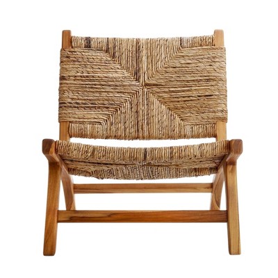 texxture Copenhagen Banana Tree Bark Chair, Indoor Outdoor Dining or Kitchen Accent Furniture for Table or Porch with Wooden Legs, Natural