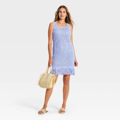 Женские платья A New Day Women's Mini Sweater Dress - A New Day™ Blue L — фото 2