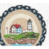 Earth Rugs Round Trivet – 10"x10" Nubble Lighthouse Printed Braided Jute Mat in Coastal Nautical Seaside Design - 2 of 3