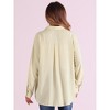 Allegra K Women's Loose Point Collar Roll-up Long Sleeve Button Down Shirts - 3 of 4