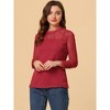 INSPIRE CHIC Women's Elegant Lace Sleeve Scalloped Trim Summer Casual Chiffon Blouse - 2 of 4