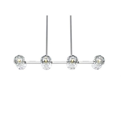 Eren 31-inch Chrome Pendant Light with Crystal Shades